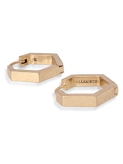 AllSaints Gold Tone Hexagon Hoop Earrings - Image 4 of 4