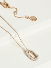 AllSaints Gold Tone Pearl Halo Pendant Necklace - Image 1 of 1