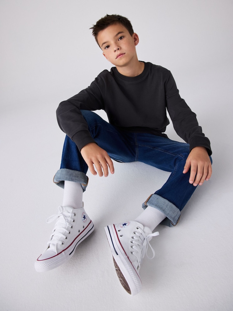 Converse White Malden Street Youth Trainers - Image 1 of 8