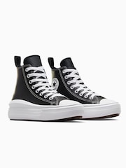 Converse Black/White Move Leather Platform Youth High Top Trainers - Image 11 of 15