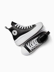 Converse Black/White Move Leather Platform Youth High Top Trainers - Image 13 of 15