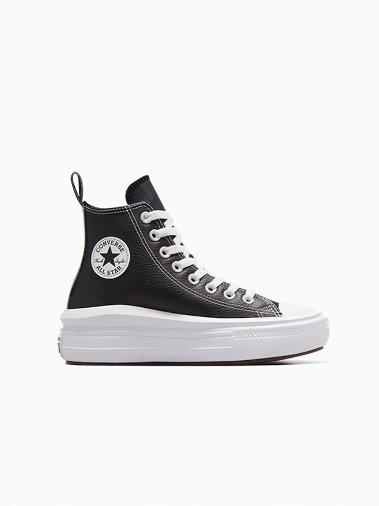 Converse Black/White Move Leather Platform Youth High Top Trainers - Image 15 of 15