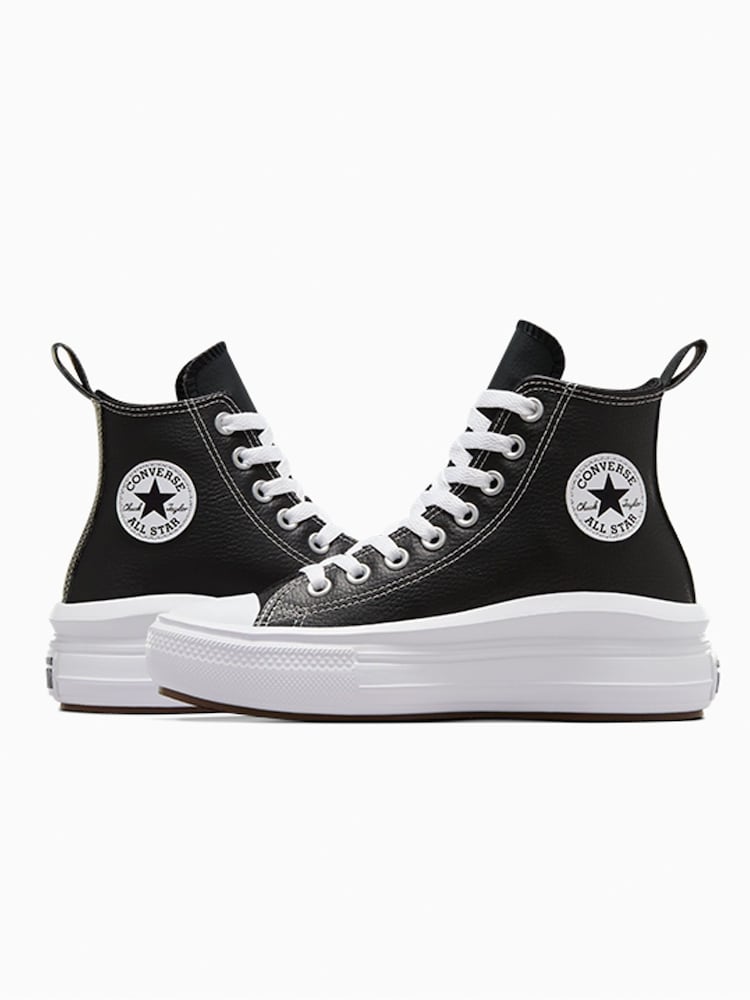 Converse Black/White Move Leather Platform Youth High Top Trainers - Image 2 of 15