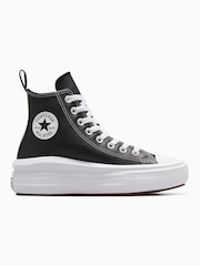 Converse Black/White Move Leather Platform Youth High Top Trainers - Image 3 of 15
