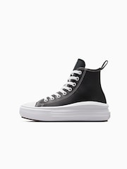 Converse Black/White Move Leather Platform Youth High Top Trainers - Image 5 of 15