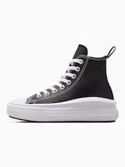 Converse Black/White Move Leather Platform Youth High Top Trainers - Image 6 of 15