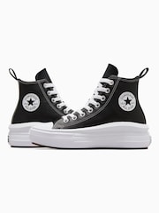 Converse Black/White Move Leather Platform Youth High Top Trainers - Image 8 of 15