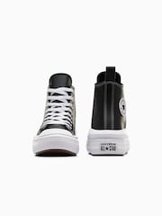 Converse Black/White Move Leather Platform Youth High Top Trainers - Image 9 of 15