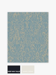 Teal Blue Majestic Damask 10M Wallpaper - Image 3 of 3