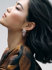 Pink Multi Gold Tone - CERENE Statement Crystal Drop Earrings - תמונה 1 מתוך 6