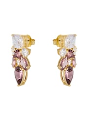 Pink Multi Gold Tone - CERENE Statement Crystal Drop Earrings - תמונה 6 מתוך 6