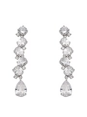 Clear Silver Tone - CERENE Statement Crystal Drop Earrings - Imaginea 3 din 5