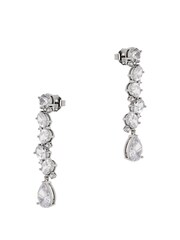 Clear Silver Tone - CERENE Statement Crystal Drop Earrings - Imaginea 4 din 5