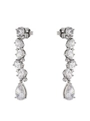 Clear Silver Tone - CERENE Statement Crystal Drop Earrings - Imaginea 5 din 5