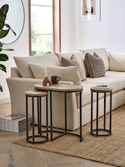Light Bronx Oak Effect Round Set of 3 Nest of Tables - Image 1 of 7