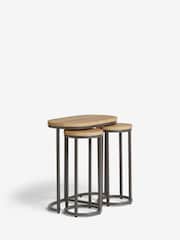 Light Bronx Oak Effect Round Set of 3 Nest of Tables - Image 3 of 7