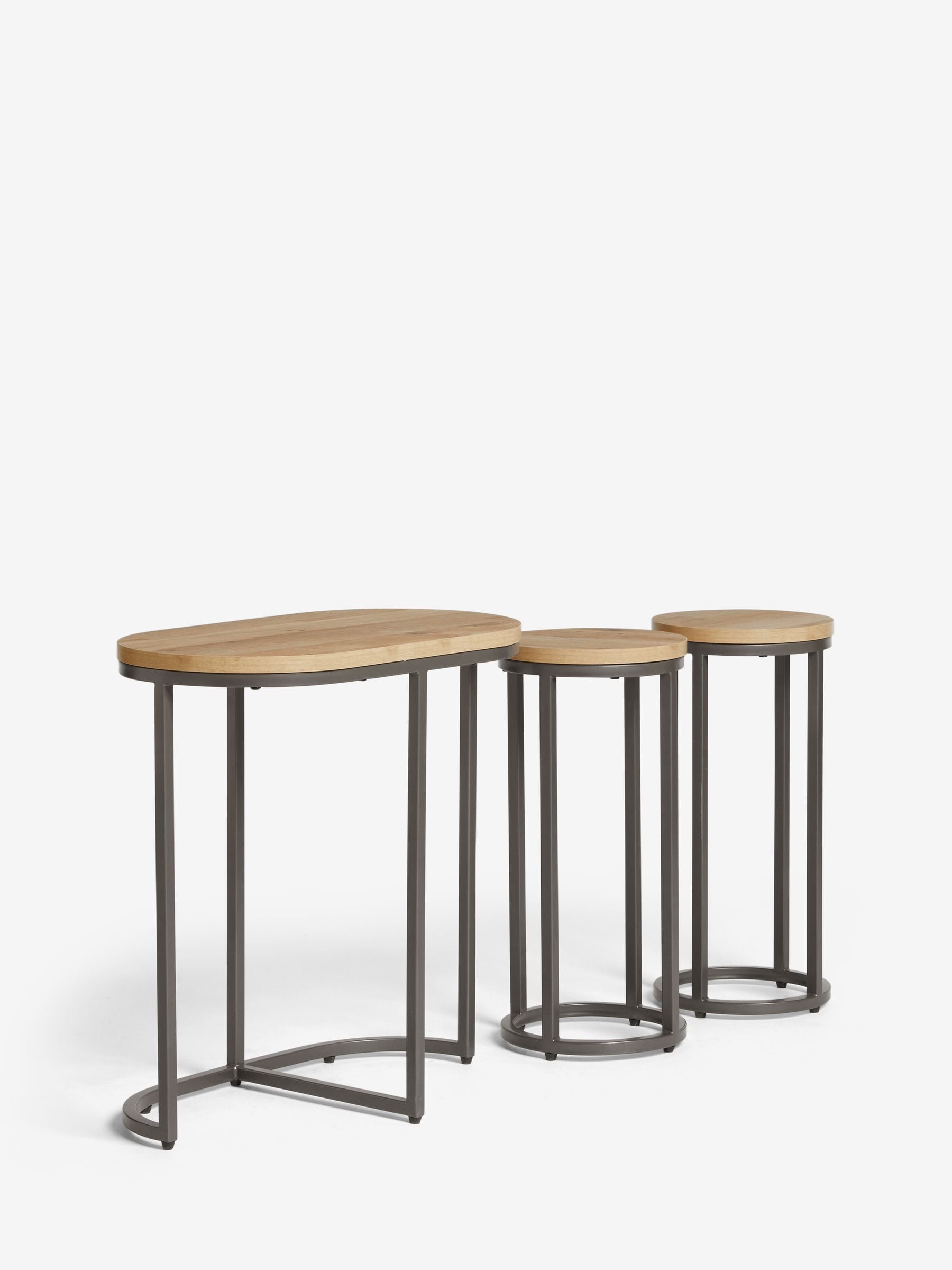 Buy Light Bronx Oak Effect Round Set of 3 Nest of Tables from the Next UK online shop