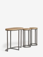 Light Bronx Oak Effect Round Set of 3 Nest of Tables - Image 5 of 7