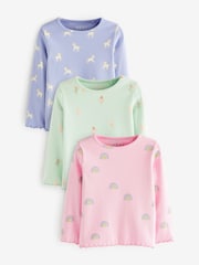 Roza/lila vijolična - Znak dolg rokav; z dolgimi rokavi Cotton majica 3 komplet (3m-7let) - Slika 1 iz 2