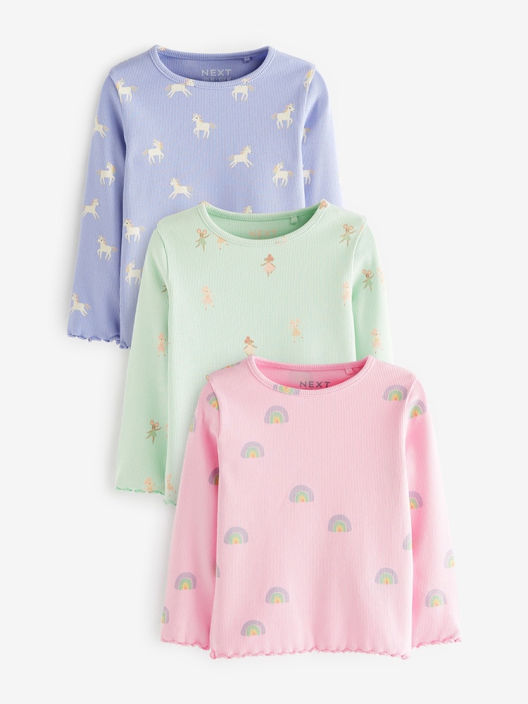 Roza/lila vijolična - Znak dolg rokav; z dolgimi rokavi Cotton majica 3 komplet (3m-7let) - Slika 1 iz 2