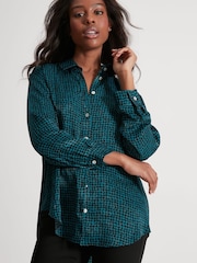M&Co Petite Blue Tile Print Satin Shirt - Image 1 of 4
