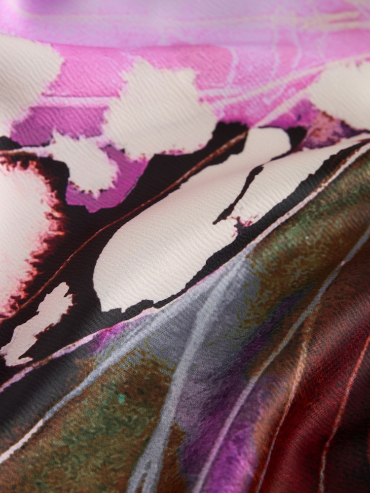 Burgundy Red Butterfly Print Satin Midi Skirt - Image 7 of 7 Burgundy Red Butterfly Print Satin Midi Skirt - Image 7 of 7