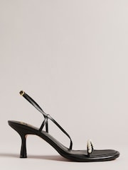 Ted Baker Mypearl Black Round Footbed Kitten Sandals - Image 1 of 4