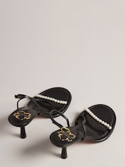 Ted Baker Mypearl Black Round Footbed Kitten Sandals - Image 2 of 4