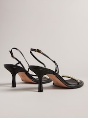 Ted Baker Mypearl Black Round Footbed Kitten Sandals - Image 3 of 4