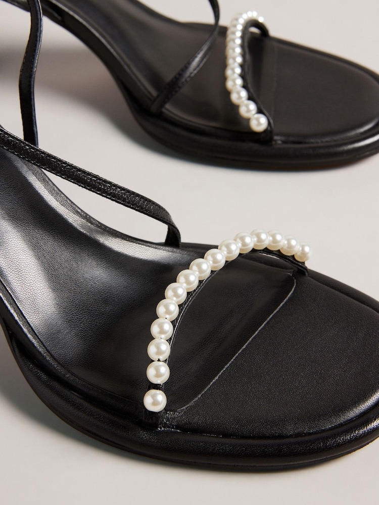 Ted Baker Mypearl Black Round Footbed Kitten Sandals - Image 4 of 4