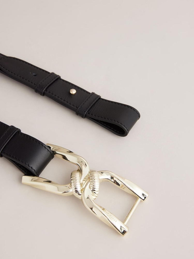 Ted Baker Chelt Black Twisted Buckle Belt - Image 3 of 3