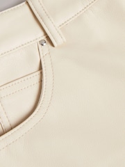 Ted Baker Natural Plaider Panelled Straight Leg PU Trousers - Image 4 of 4