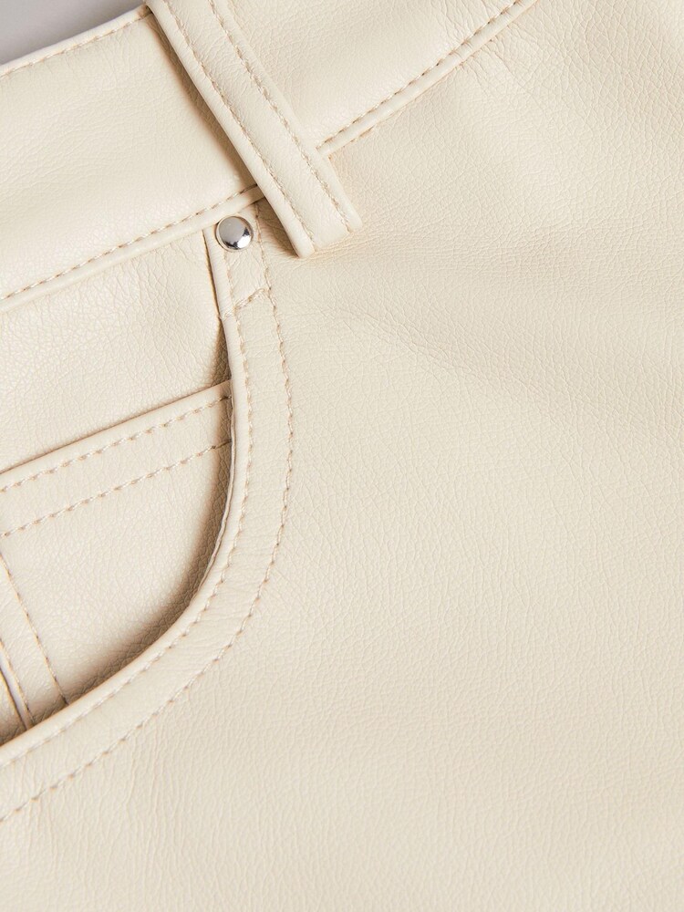 Ted Baker Natural Plaider Panelled Straight Leg PU Trousers - Image 4 of 4