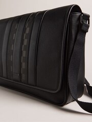 Ted Baker Black Wayvon House Check PU Messenger Bag - Image 5 of 5