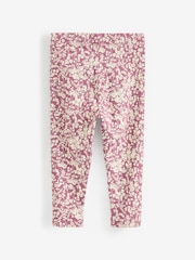 Pink Floral Rib Jersey Leggings 5 Pack (3mths-7yrs) - Image 2 of 2