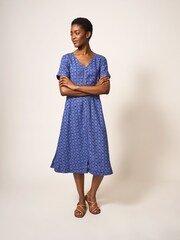 Robe mi-longue White Stuff Ivy bleue en lin - Image 1 of 6