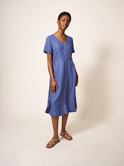 Robe mi-longue White Stuff Ivy bleue en lin - Image 3 of 6