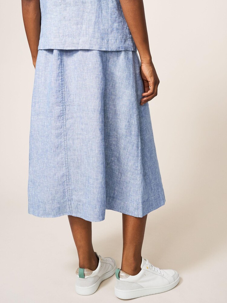 White Stuff Blue Ciara Linen Skirt - Image 2 of 4 White Stuff Blue Ciara Linen Skirt - Image 2 of 4