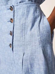 White Stuff Blue Ciara Linen Skirt - Image 4 of 4