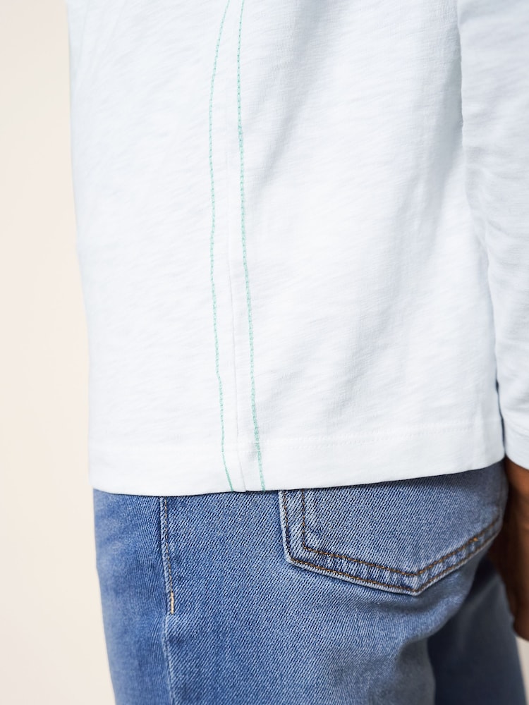Biały - White Stuff 100% Cotton Long Sleeve Nelly T-Shirt - Image 4 of 6