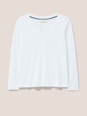 Biały - White Stuff 100% Cotton Long Sleeve Nelly T-Shirt - Image 5 of 6