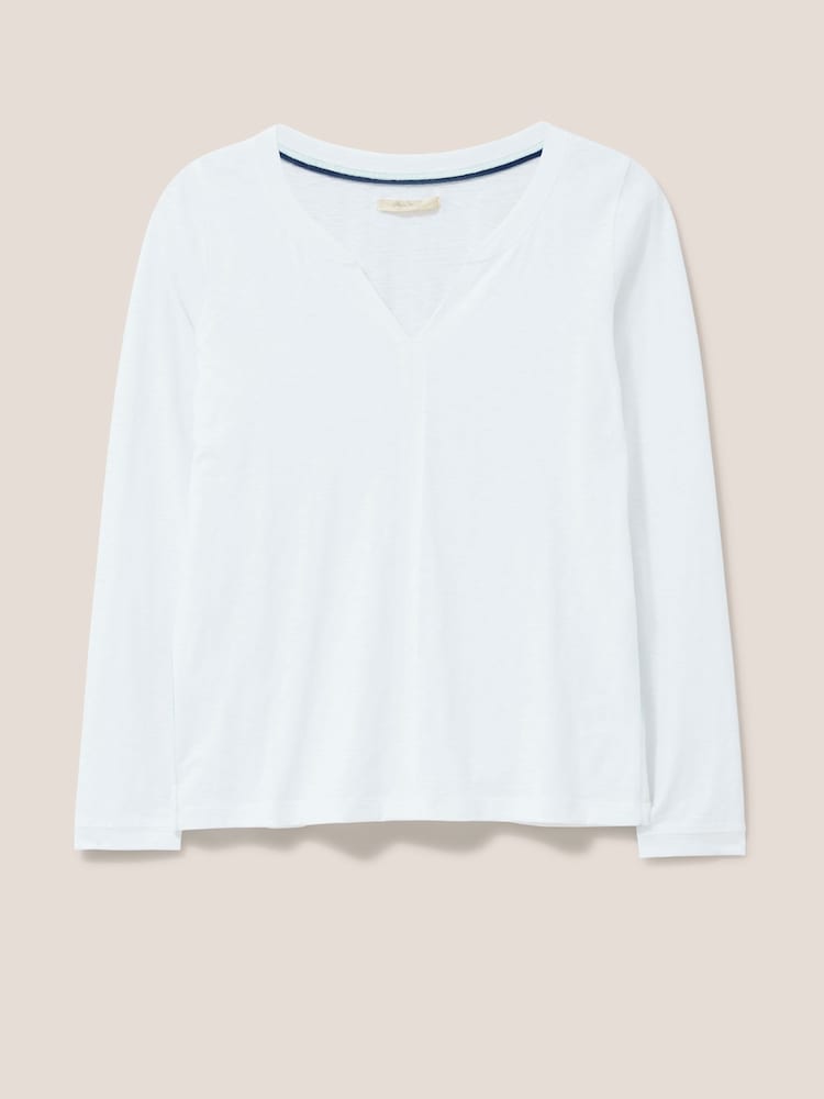 Biały - White Stuff 100% Cotton Long Sleeve Nelly T-Shirt - Image 5 of 6