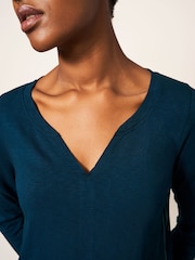 White Stuff Blue 100% Cotton Long Sleeve Nelly T-Shirt - Image 4 of 6