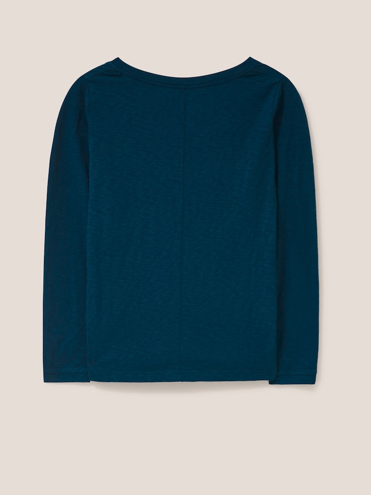 White Stuff Blue 100% Cotton Long Sleeve Nelly T-Shirt - Image 6 of 6