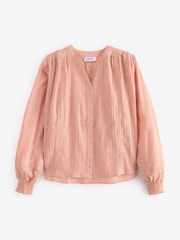 Rosarot - Strukturierte Bluse mit Spitzenbesatz - Bild 6 von 6