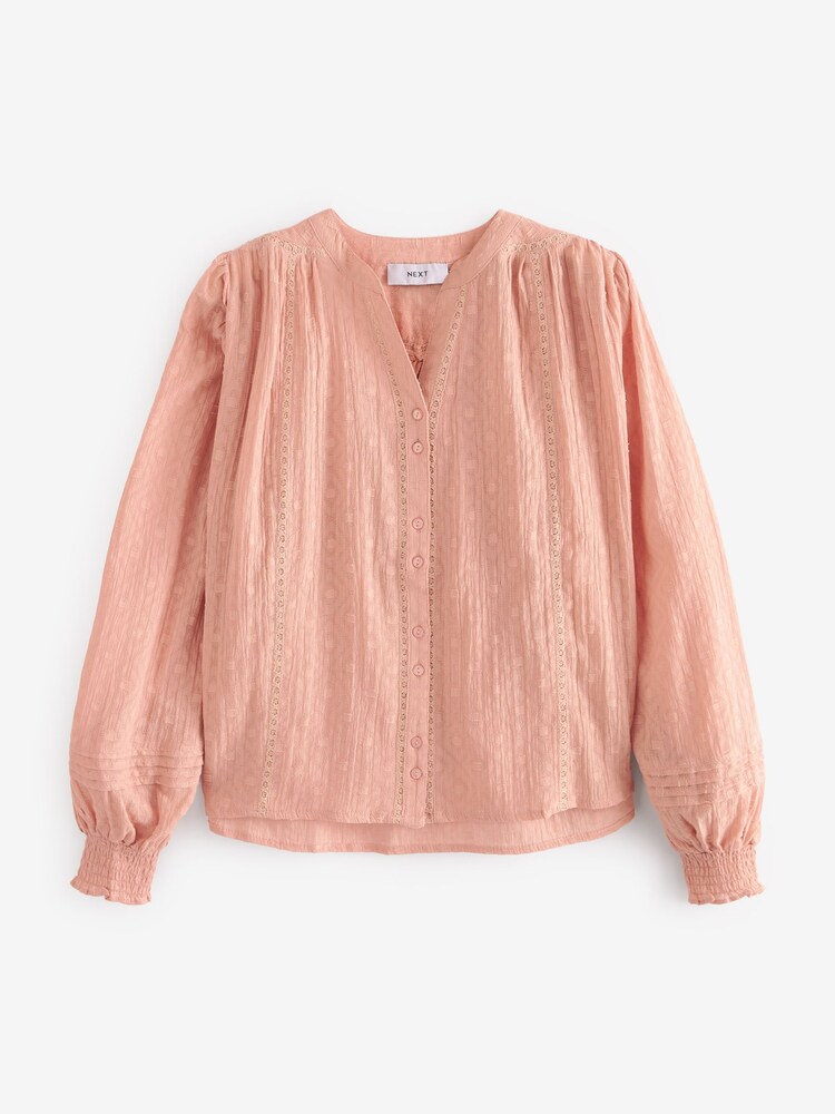 Rosarot - Strukturierte Bluse mit Spitzenbesatz - Bild 6 von 6