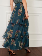 Preen Marineblau geblümt - Abgestufter Midirock - Bild 3 von 5