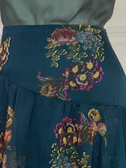 Preen Marineblau geblümt - Abgestufter Midirock - Bild 4 von 5