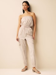 Grey Cargo Bandeau Strapless Jumpsuit - Image 1 of 3