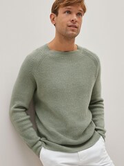 Sage Green Regular Cosy Rib Knit Crew Jumper - Image 1 of 9